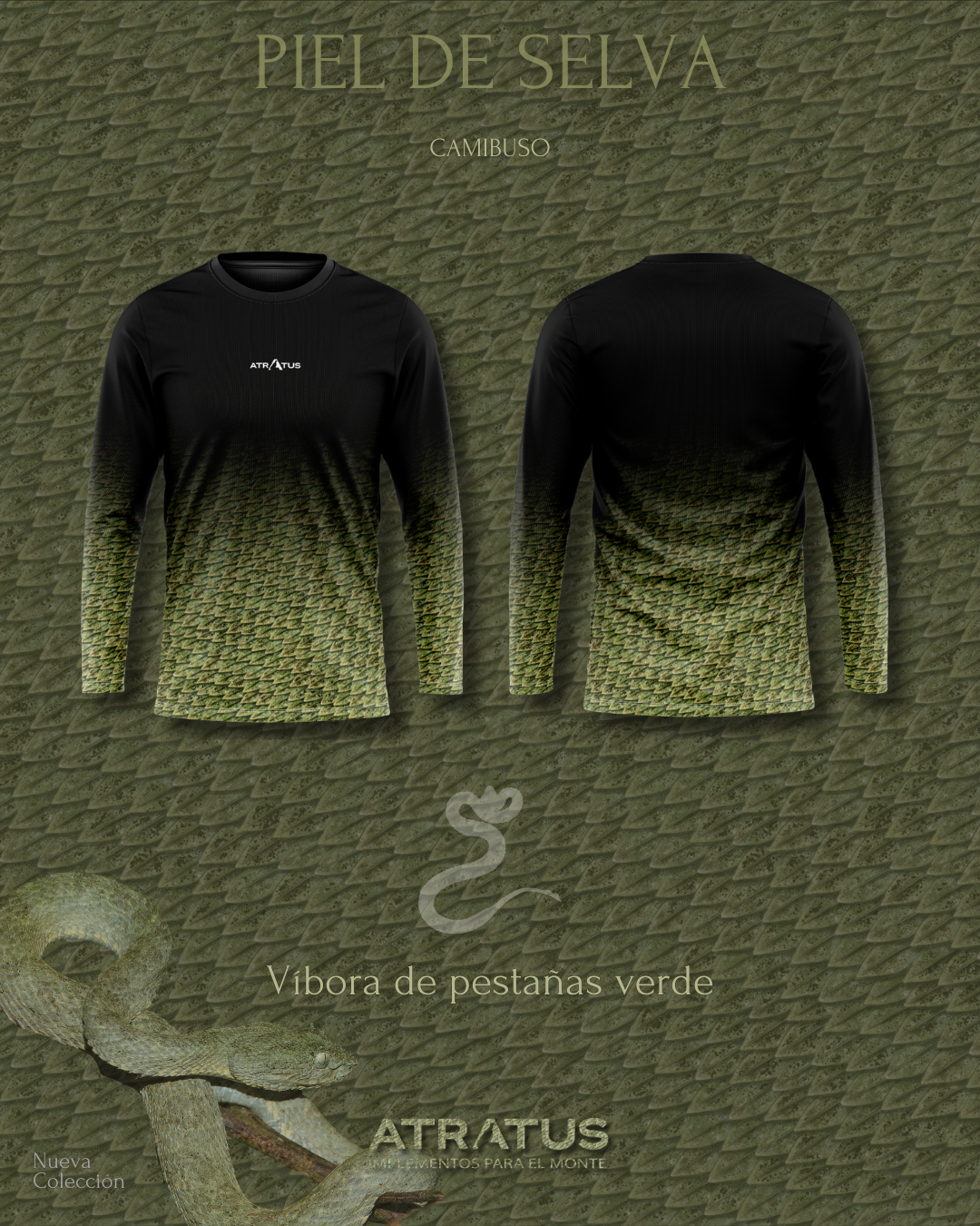 Camibuso Víbora de pestañas Verde - Hombre