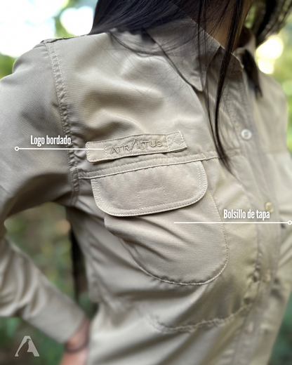 Camisa Athene Caqui Mujer