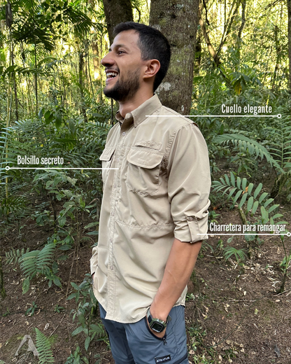 Camisa Athene Caqui Hombre