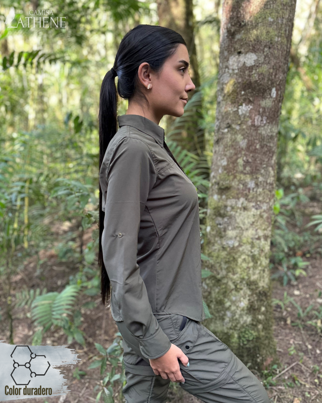 Camisa Athene Verde Militar Mujer