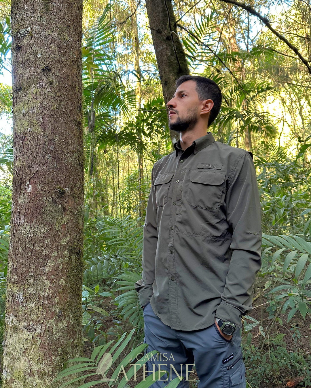 Camisa Athene Verde Militar Hombre