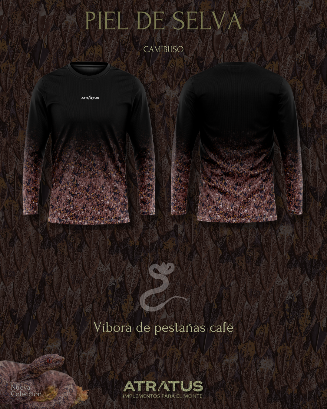 Camibuso Víbora de pestañas café desvanecido- Mujer