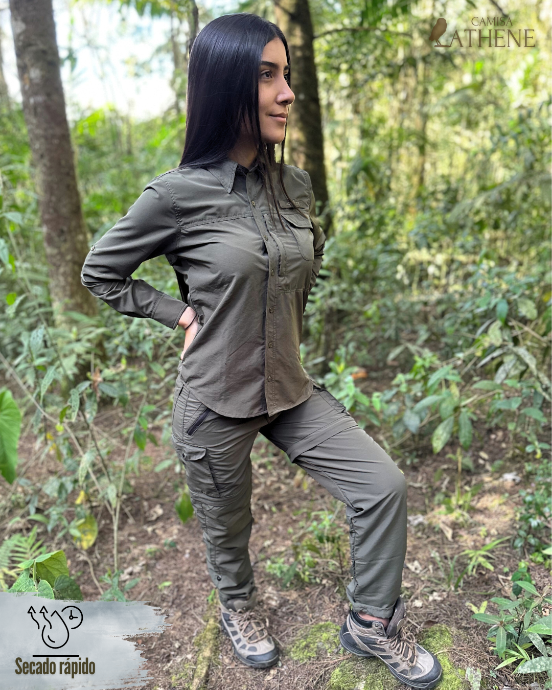 Camisa Athene Verde Militar Mujer
