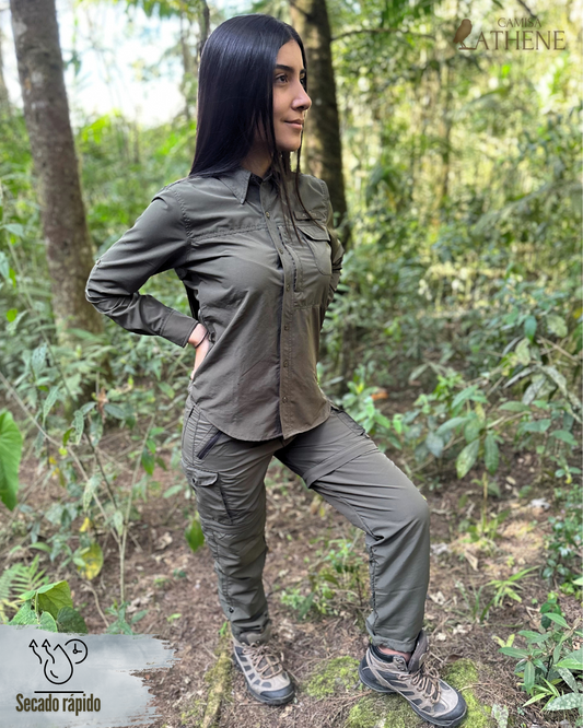 Camisa Athene Verde Militar Mujer