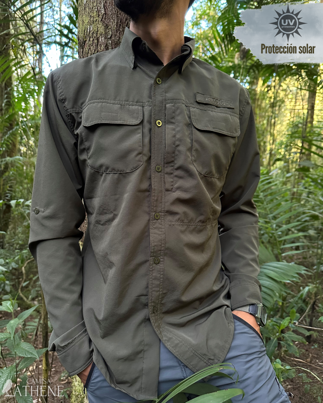 Camisa Athene Verde Militar Hombre