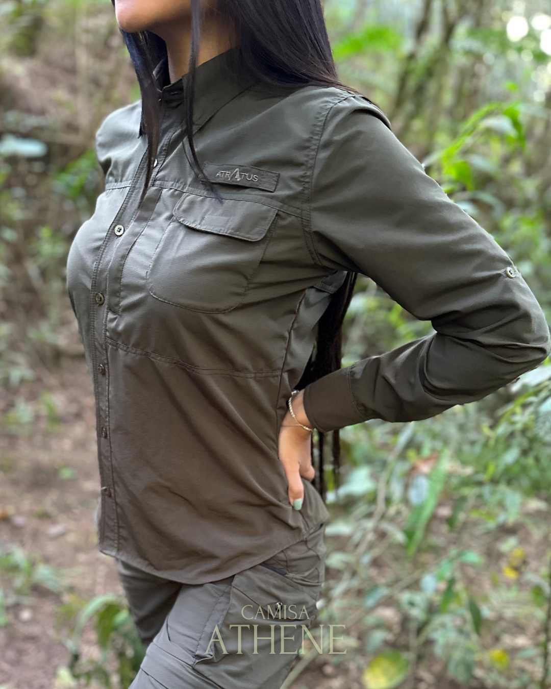 Camisa Athene Verde Militar Mujer
