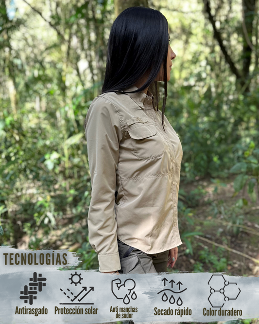 Camisa Athene Caqui Mujer