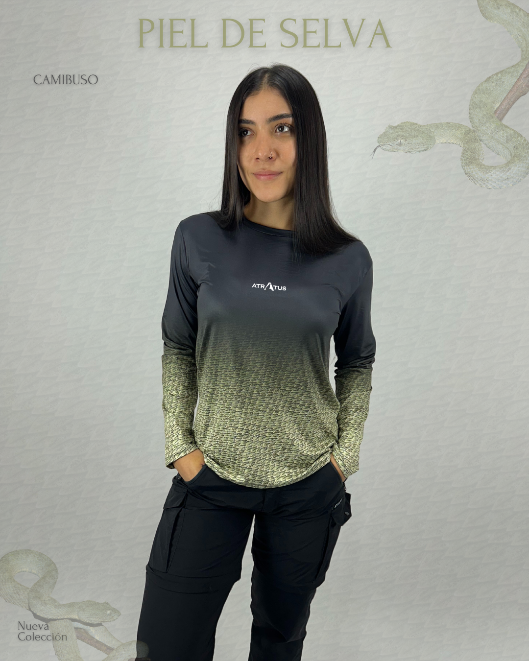 Camibuso Víbora de pestañas verde - Mujer